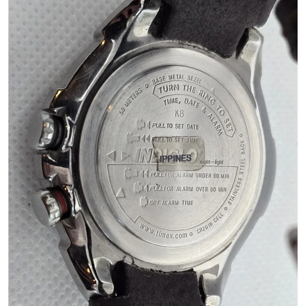 Womens Timex Shenmue Alarm Date Indiglo Silver Tone Brown Leather Strap Watch 11 - Picture 9 of 9
